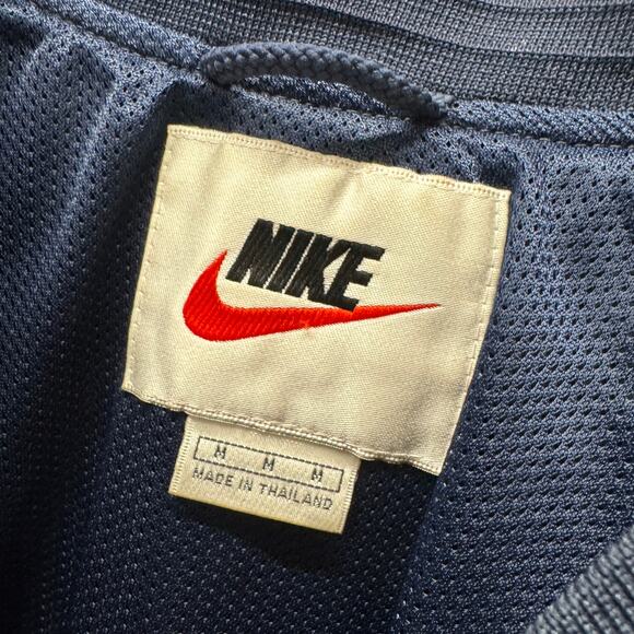 Nike Windbreaker Mens Medium Blue V-Neck Waterproof Nylon Pullover 90s Vintage - Picture 2 of 8